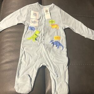 Old Navy Light Blue Dinosaur Print Kids Footie